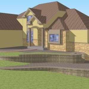 A 3D image of a proposed retaining wall project.