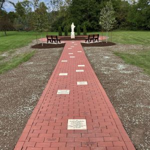 Rosary garden installed at St. Paul the Apostle church in Mount Pleasant. Walkway installed using Belden City Line pavers (engraved bricks by Gift Bricks in Sturtevant) 