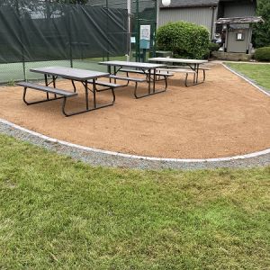 Crushed granite seating area installed at Wind Meadows Leisure Center in Wind Point.