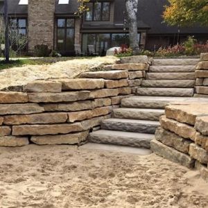 High Format Dimensional steps installed between yard and beach in Mount Pleasant.