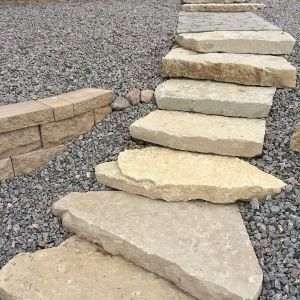 Lily pad natural stone steps installed in Raymond.