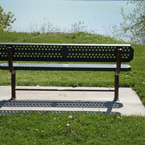 Park Bench installed in Racine Lakeshore Park.