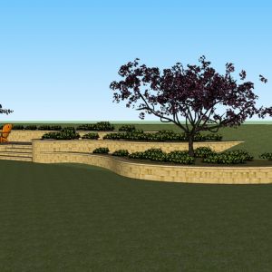 The multiple levels of this retaining wall project were hard to visualize from a two dimensional plan. Our landscape designer created a 3D model to help.