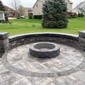 County Materials Summit stone 39" diameter fire pit kit with steel insert